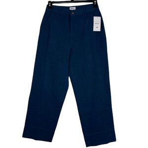 RVCA Womens Jackal Wide Leg Crop Pants Blue High Rise Pockets 100% Cotton 29 New